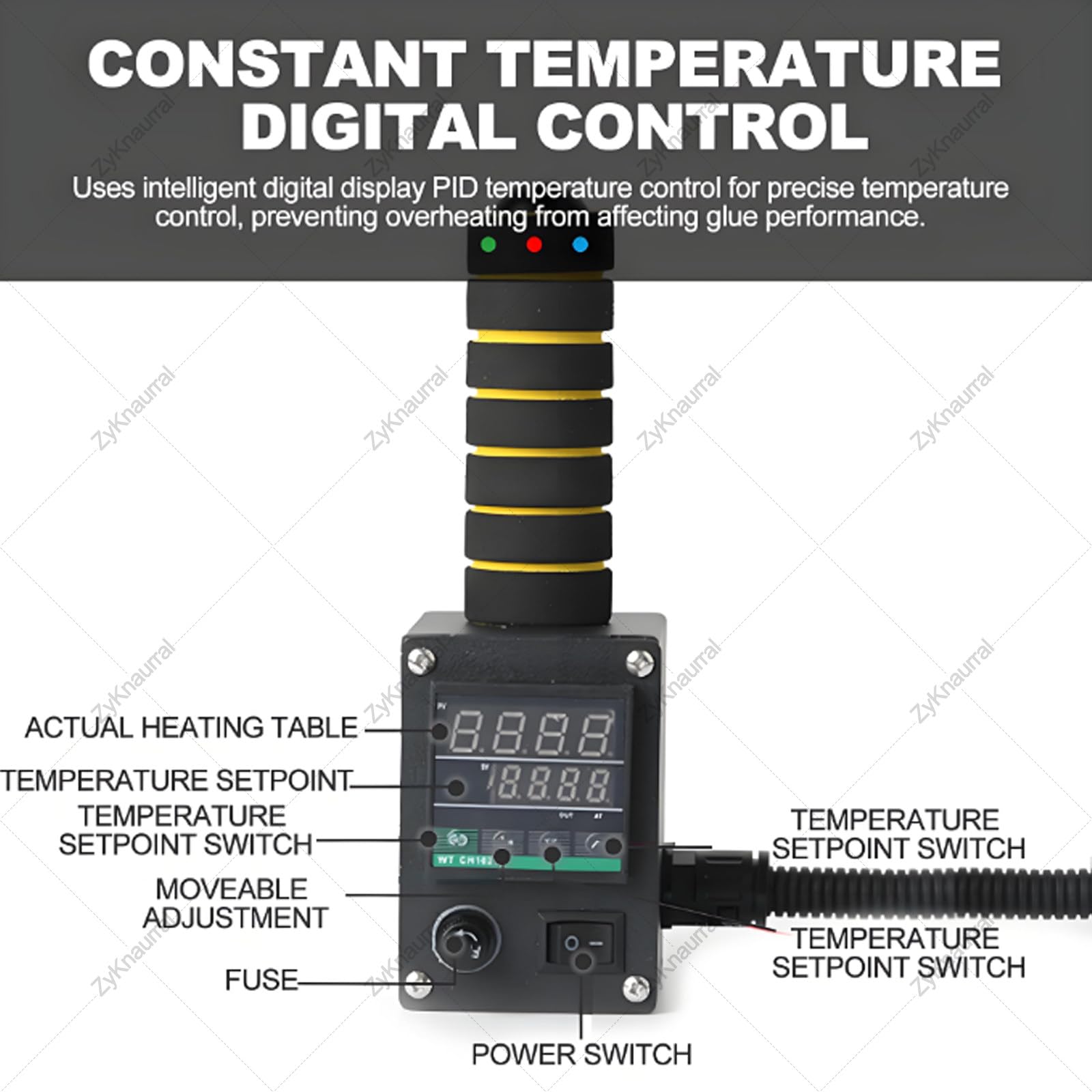 Dispensador Portátil De Pegamento Termofusible, Máquina De Calentamiento De Adhesivos Con Pantalla Digital, Temperatura Controlable De 50 a 220 °c, Bidones Opcionales De 50 Ml O 150 Ml. 50ml-8mm