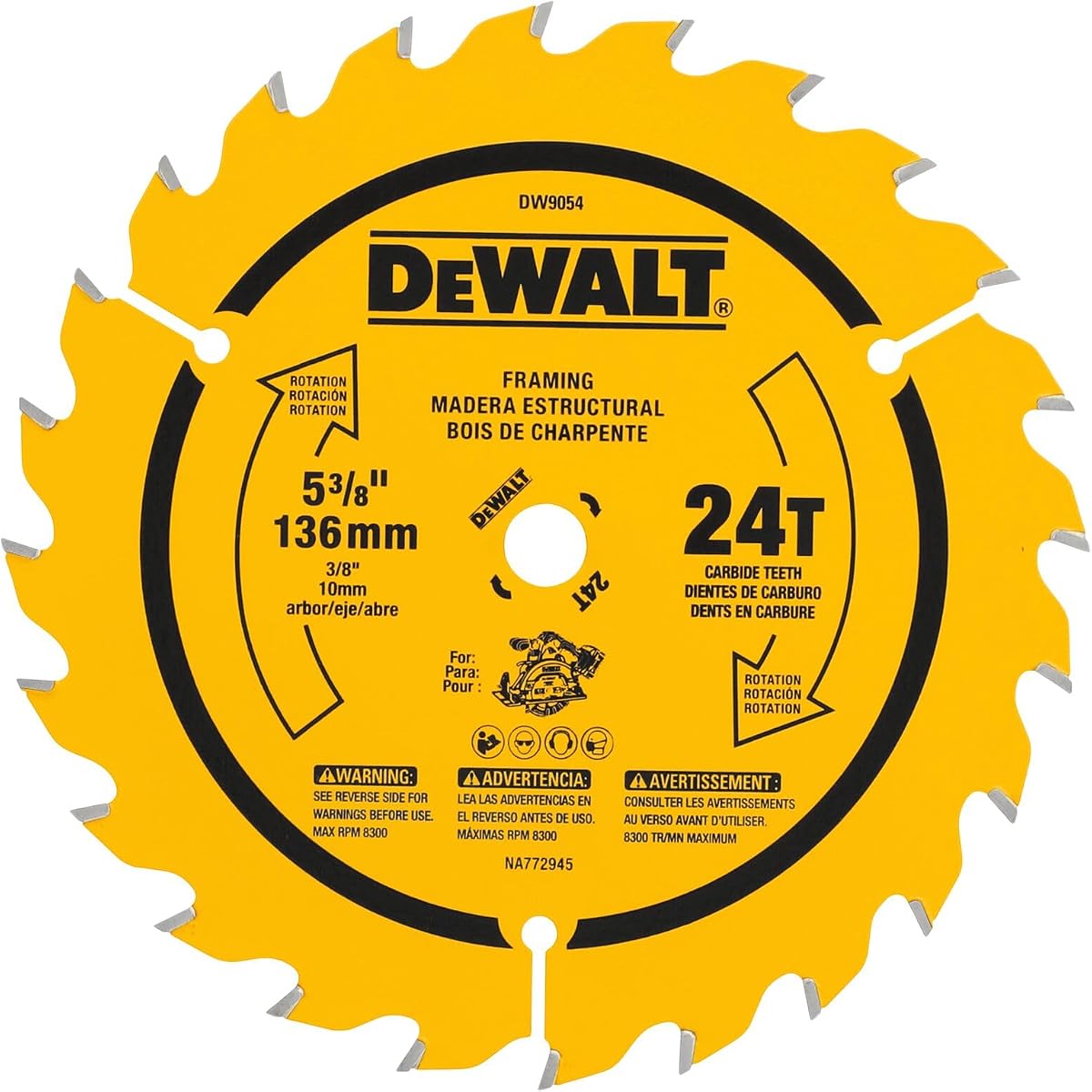 DEWALT Circular Saw Blade, 5 3/8 Inch, 24 Tooth, Wood Cutting (DW9054)