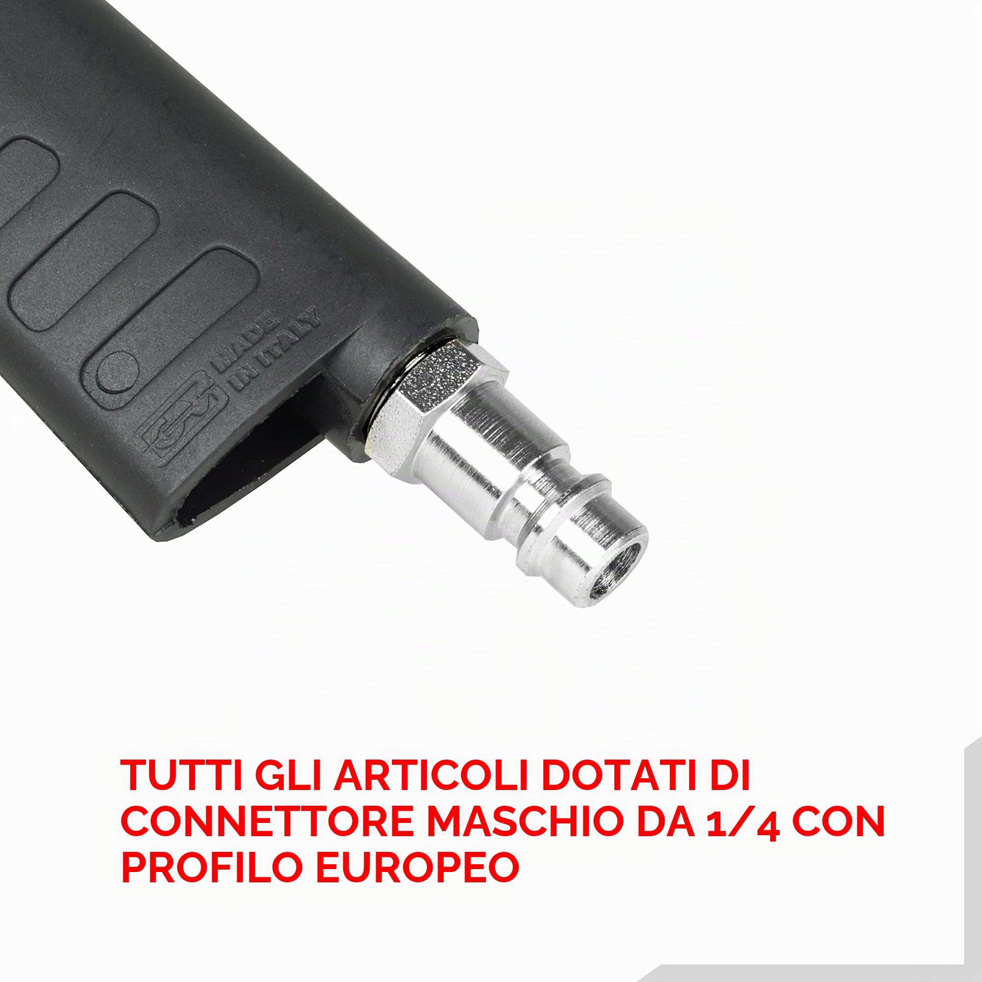 GAV Kit Accessori Aria Compressa NYCA con Pistola Soffiaggio, Manometro Pressione Gonfiaggio Gomme, Aerografo Verniciatura, Pistola Lavaggio e Tubo Spirale 4m