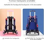 Backpack Trolley Wheeled Cart- Foldable Aluminium Alloy Hand Truck with 6 Wheels and Luggage Strap for Backpacks and Travel Luggage (Pink-L03)