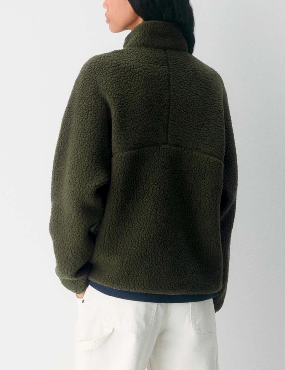 Aimiray Fleece Pullover Women Long Sleeve Half Zip Sherpa Jacket Warm Trendy Teddy Fall Sweatshirts with Side Pockets - Image 4