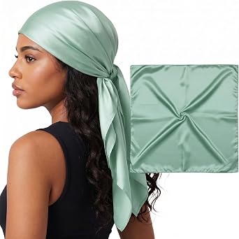 100% Mulberry Silk Head Scarf Large 36" - 19 Momme Womens Hair Wrap for Sleeping, Reduce Frizz & Damage, Natural Soft Silk
