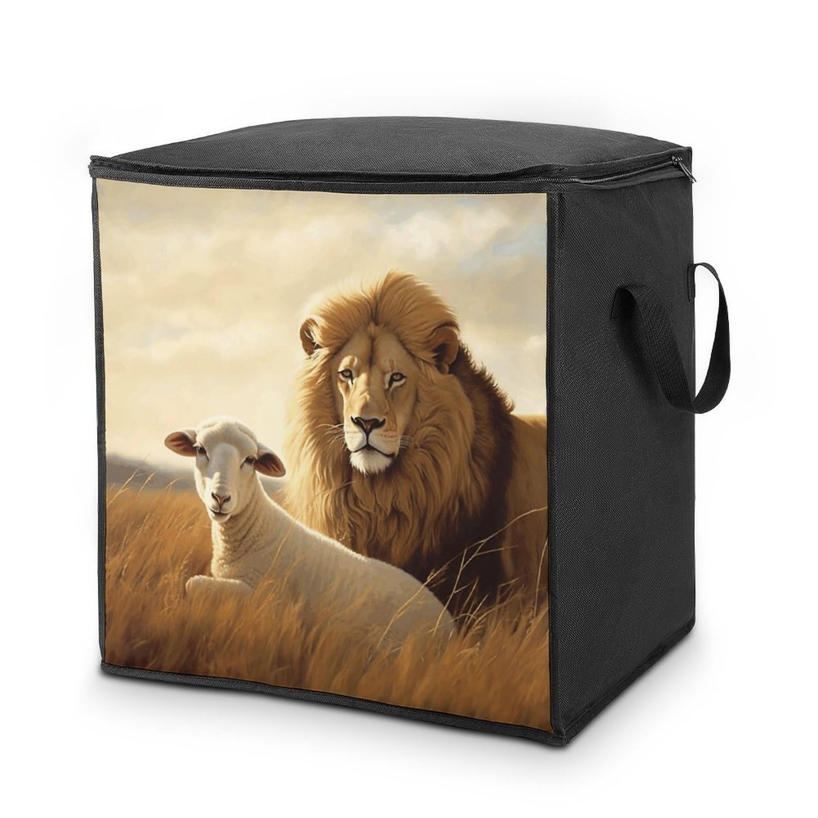 Fekiloot Style Lion Sheep Storage Bags With Reinforced Handles,Moving Bag With Zipper,Closet Organizers,Compression Packing Cubes