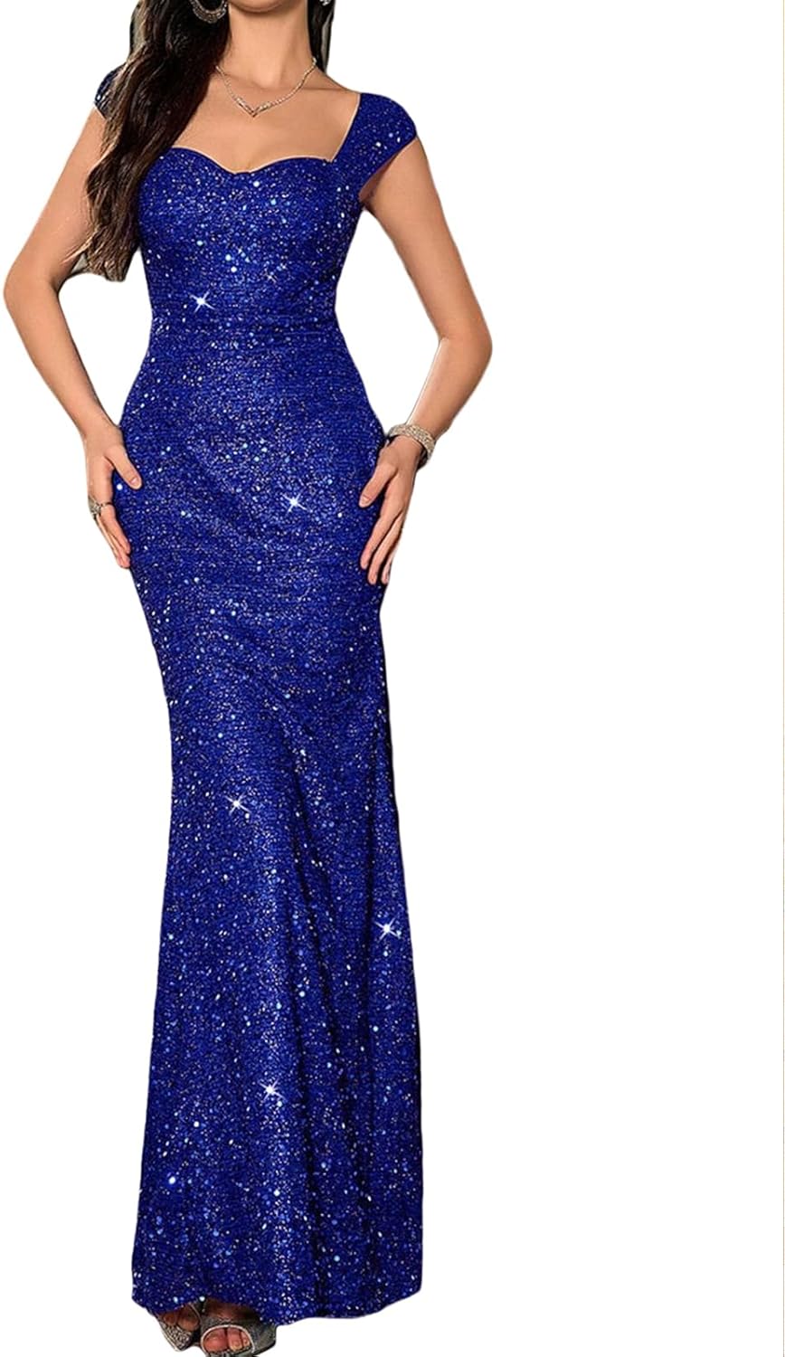 Madam Uniq Formal Dress Sequin Fishtail Sleeveless 1920s Gatsby Cocktail Prom Elegant Maxi Evening Gowns for Women