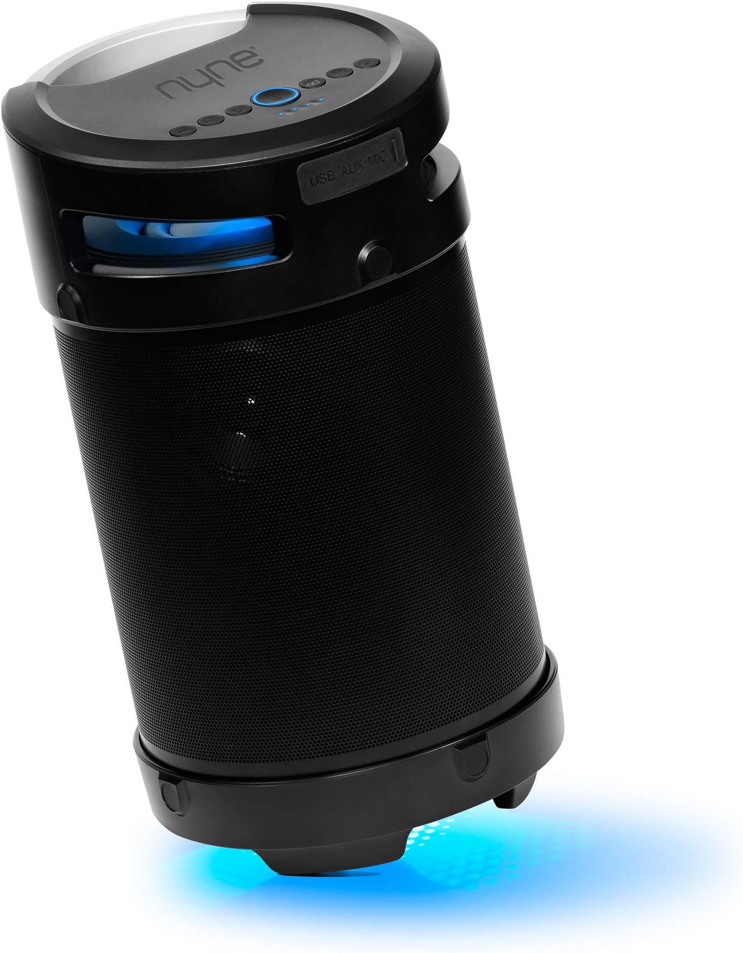 Nyne Nitro - Portable Weatherproof Bluetooth Speaker – Wireless, USB, Built-in Battery, Multi Color Illumination, 6 Hours of Play Time at 50 Percent Volume, Use Outdoor Vacation Beach Hiking Shower