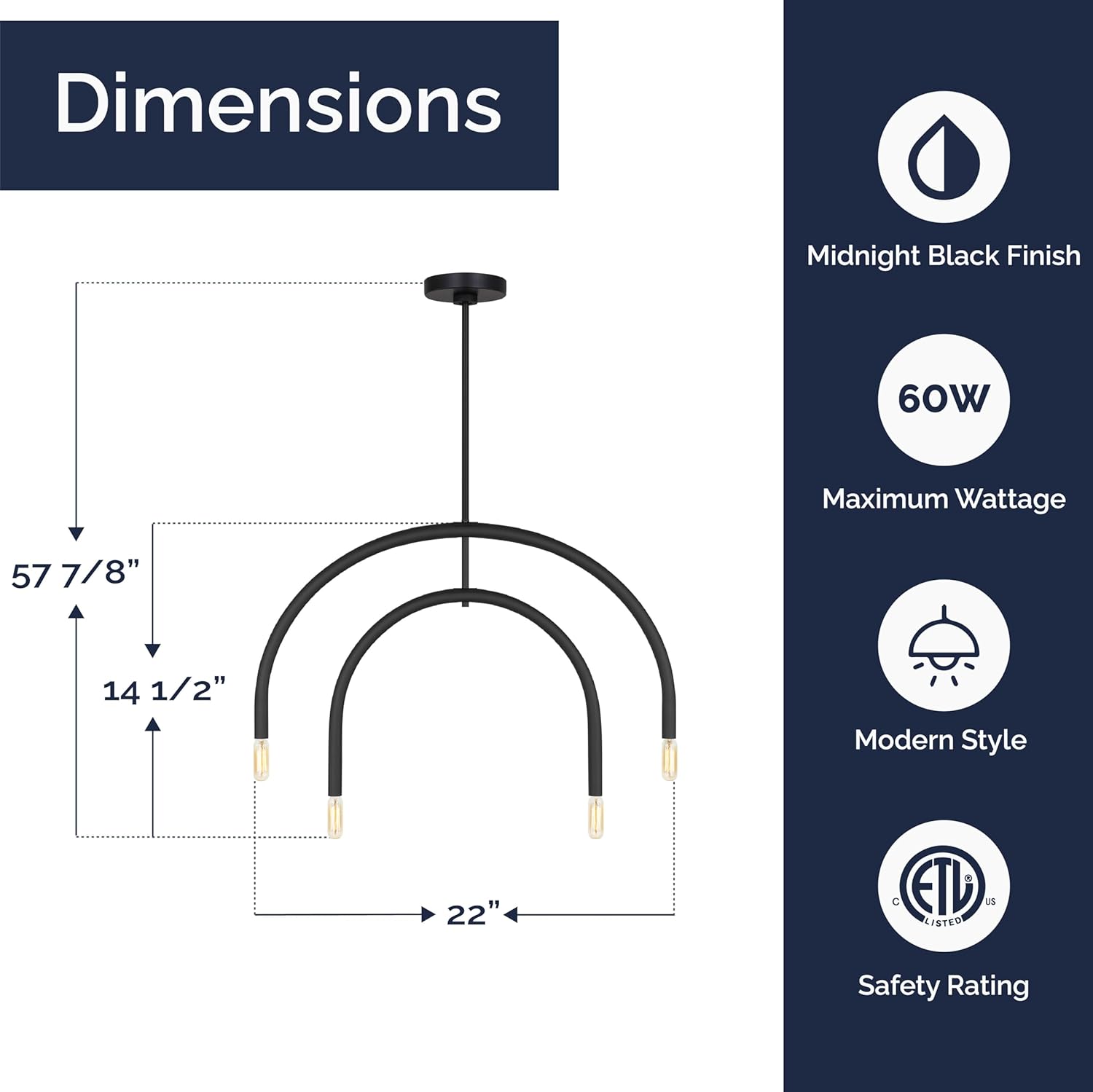 Scott Living 4-Light Hadden Modern Chandelier Midnight Black DJC1104MBK, Modern Dining Room Light Fixture for Room Decor, Chandelier for Dining Room or Living Room Can Use LED Light Bulbs