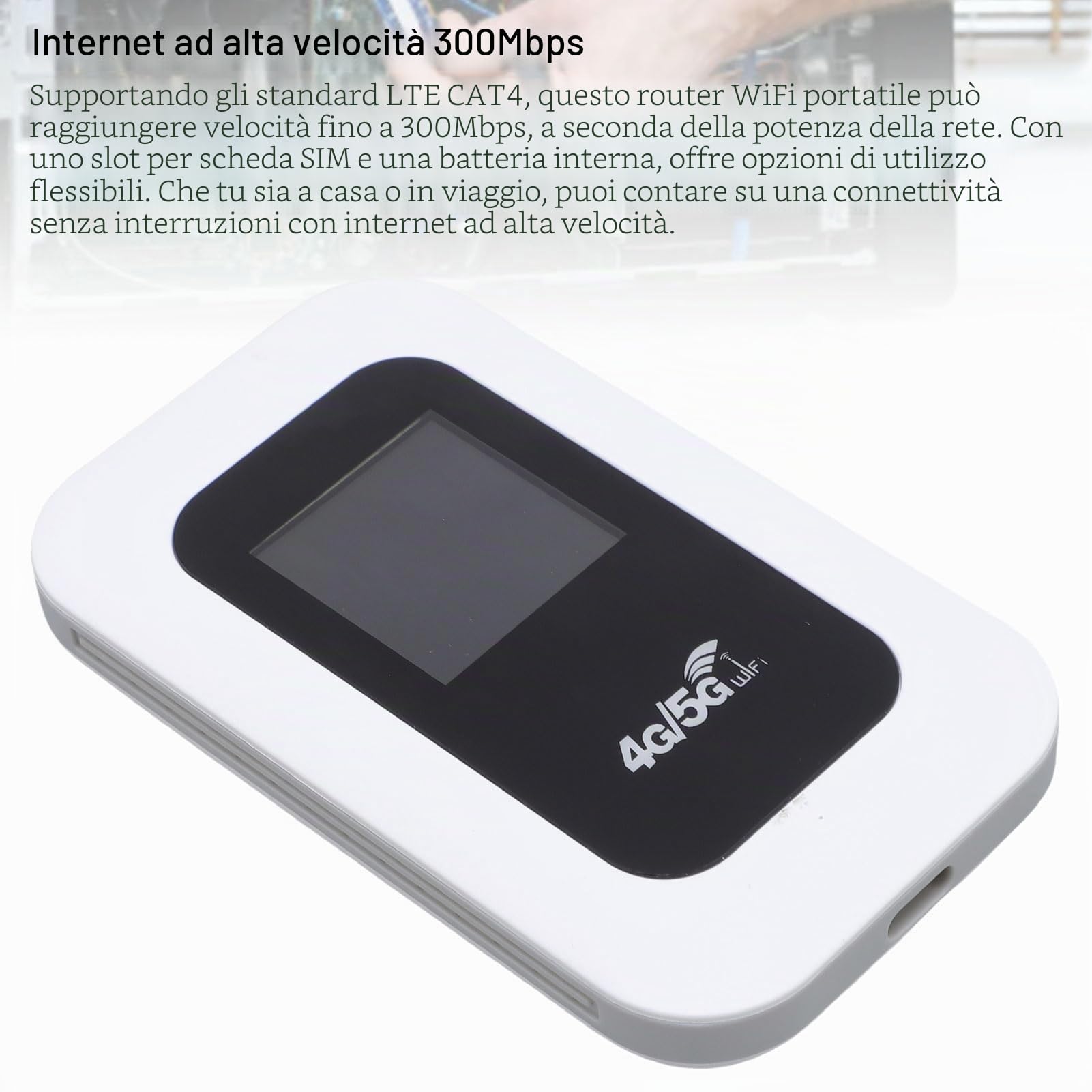 Tosuny Hotspot WiFi 4G/5G Portatile, Router Cellulare LTE 4G con Slot per Schede SIM, 300Mbps, 10 Dispositivi Collegati, Dispositivo Hotspot Mobile Portatile per Viaggi