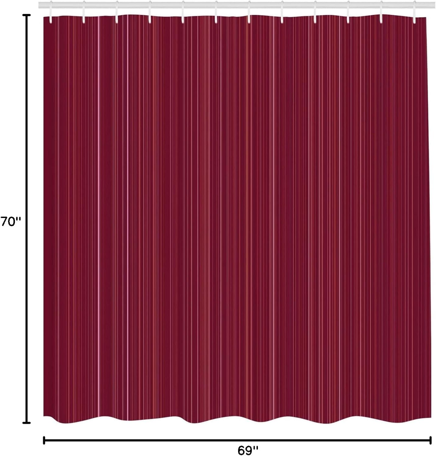 Ambesonne Abstract Shower Curtain, Classical Striped Display with Thin Lines Modern Fashion Repetitive Pattern, Cloth Fabric Bathroom Decor Set with Hooks, 69" W x 70" L, Pale Maroon