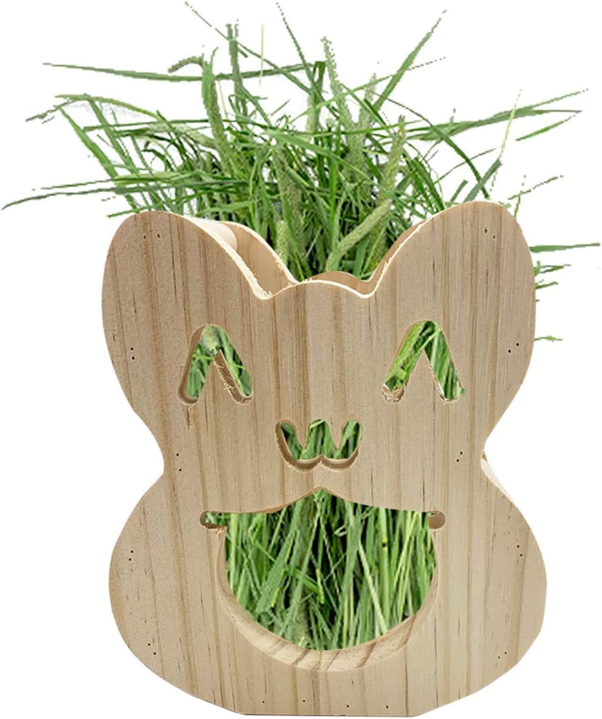 Tfwadmx Rabbit Wooden Hay Feeder Alfalfa Timothy Hay Dispenser Hamster Hanging Fixed Feeding Manger Squirrel Cute Less Mess Grass…