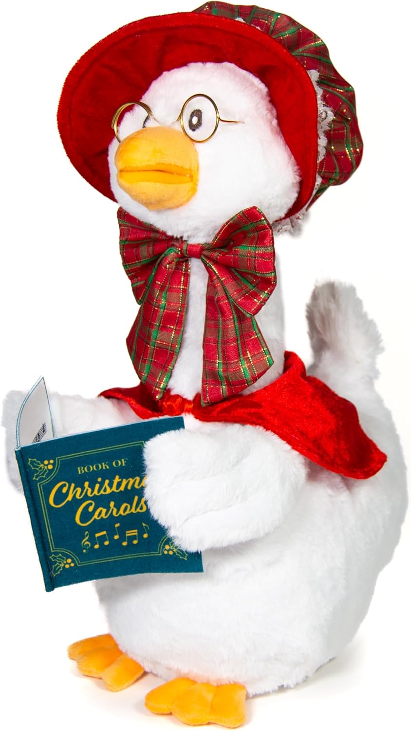 Cuddle Barn - Carolin' Mother Goose | Animated Musical Singing Christmas Caroling Soft Plush Toy, 14 inches