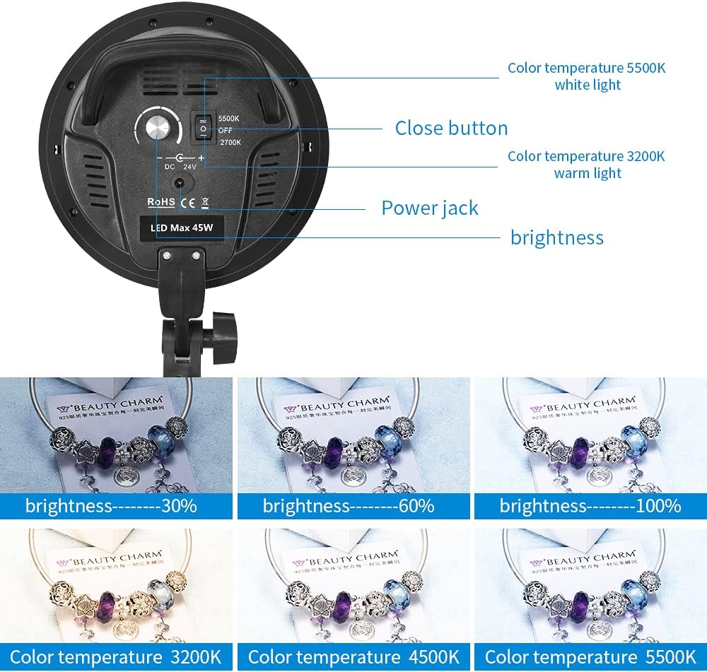 3pcs Softbox Lighting Kit Photography Continuous Lighting System Photo Studio Equipment with 3pcs 45W LED Light for Photo Studio Portrait, Video Shooting