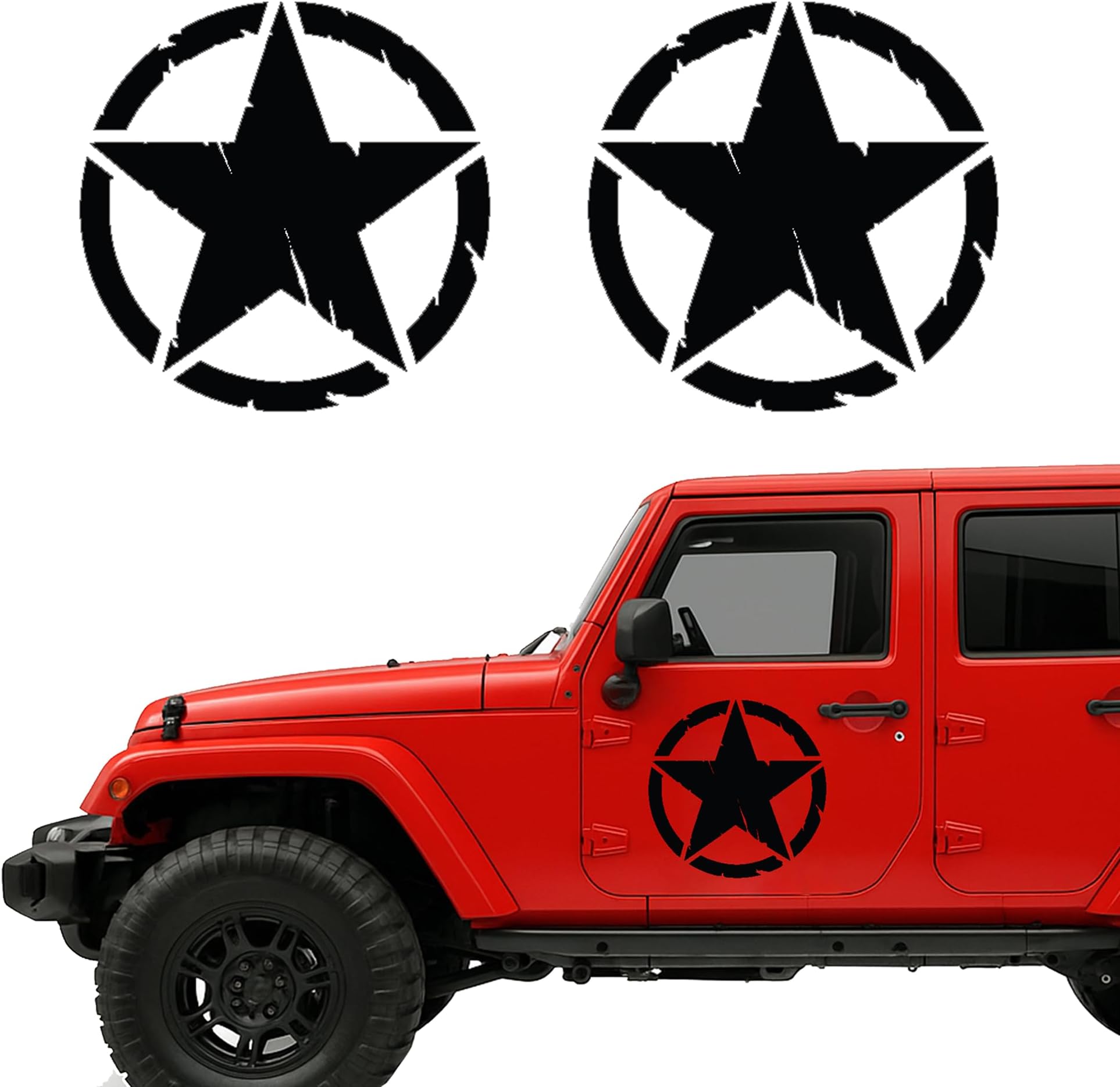 Autodomy 4x4 Off Road Military Star Destroyed US Army Stickers Pack 2 Units for Car (Black, 10 cm)