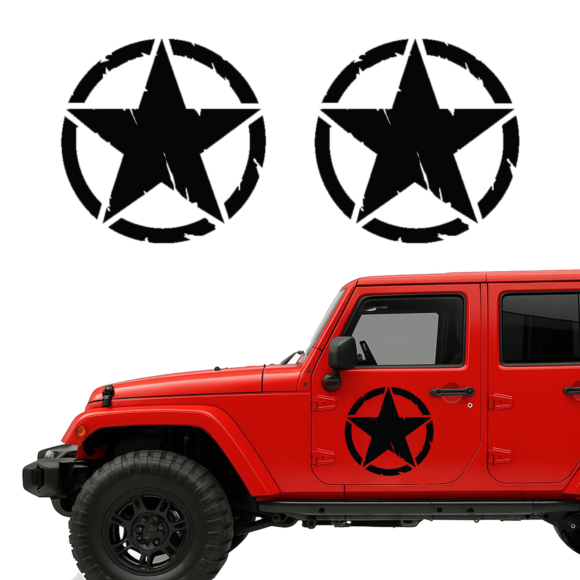 Autodomy 4x4 Off Road Military Star Destroyed US Army Stickers Pack 2 Units for Car (Black, 10 cm)