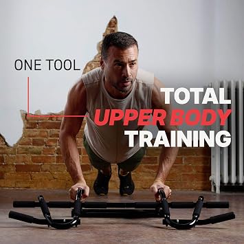SPRI Pull Up Bar - 8-Grip and 12-Grip Door Frame Mounting Pull-Up Bar for Versatile Workouts - Rugged Steel Frame with Foam Handles - Supports 300 Pounds - Fits Door Frames Up to 32 in. Wide Black