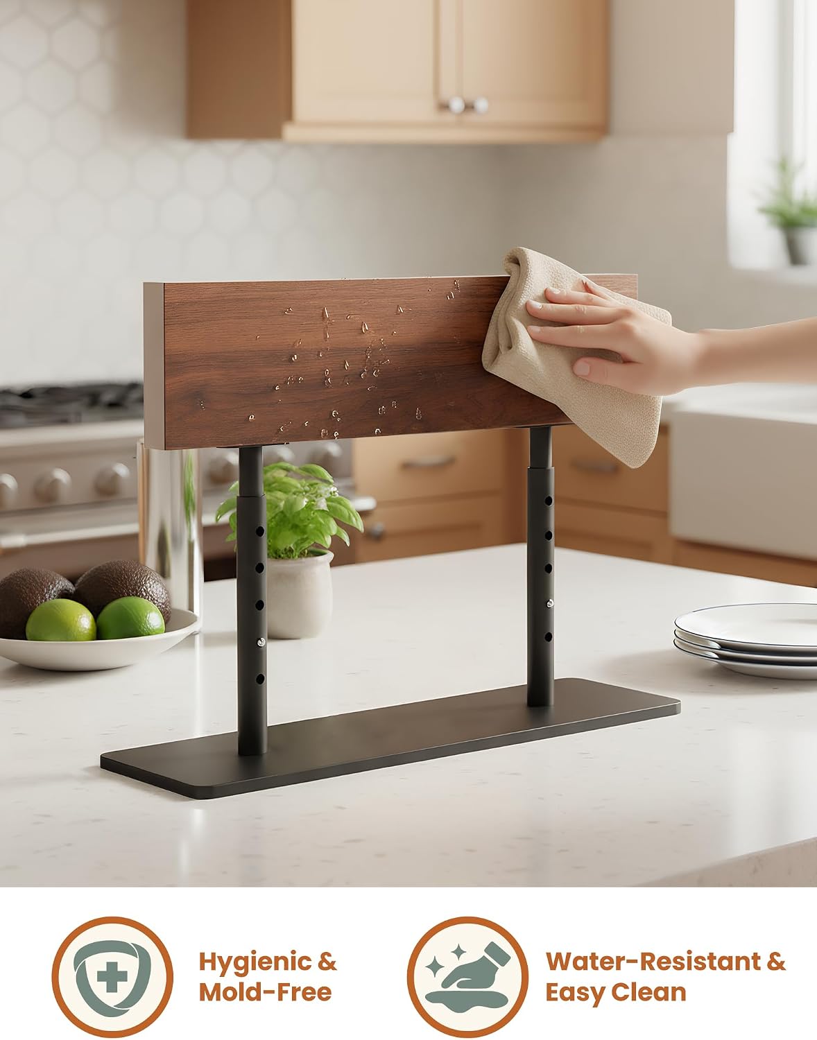 NiHome Magnetic Knife Block Countertop Holder Adjustable Acacia Wood