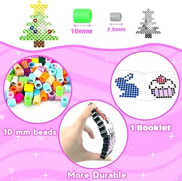 10MM Large Fuse Beads Craft Kit with Storage Box,12 Colors XL Beads,Pegboards,Ironing Papers and Accessories.Arts and Crafts Set Toys Gifts for Boys & Girls Christmas Birthday.DIY Craft Gift for Kids