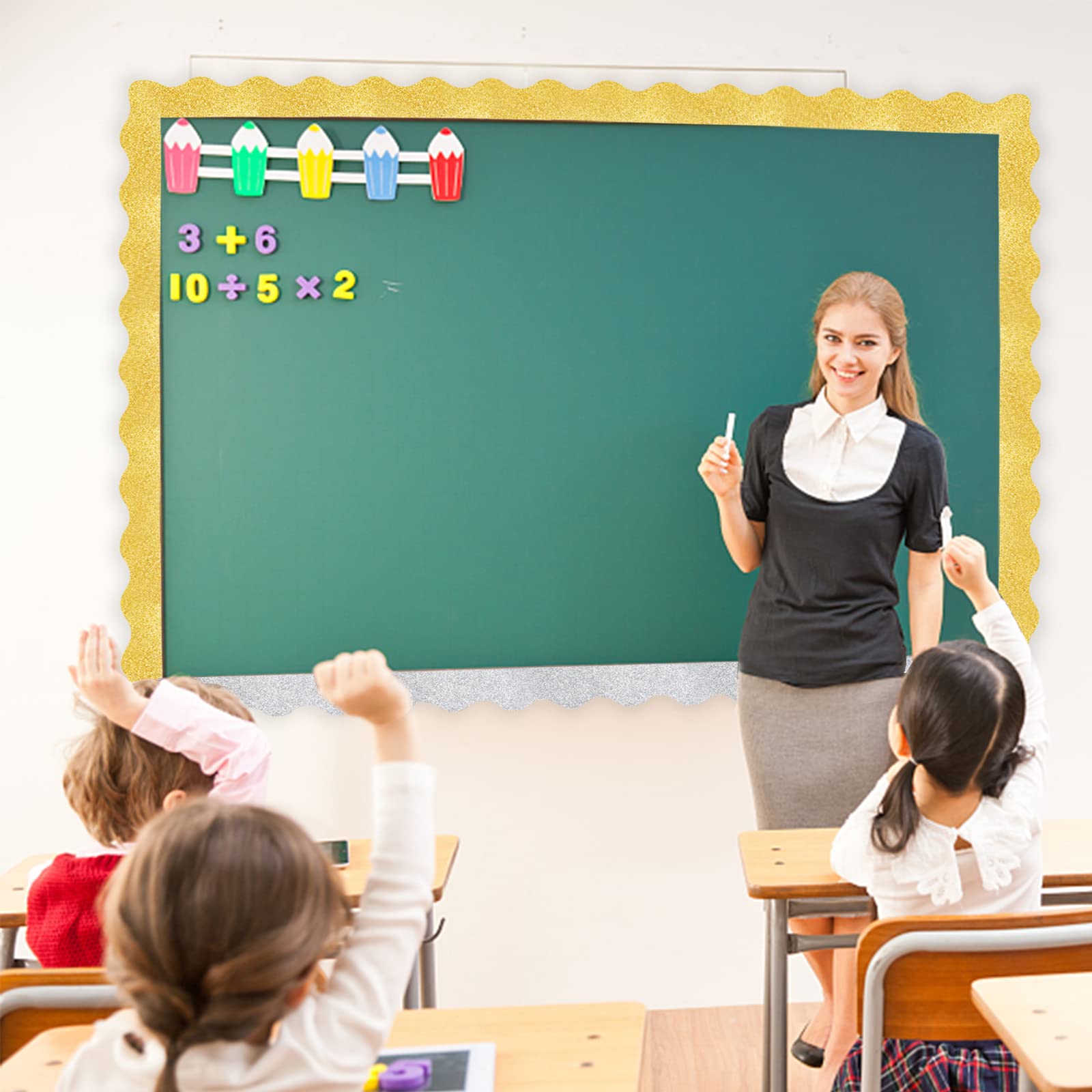 Sherr Glitzer-Pinnwand-Bordüren 6 Farben – 60 Meter Dekoration Für Schule, Büro & Party