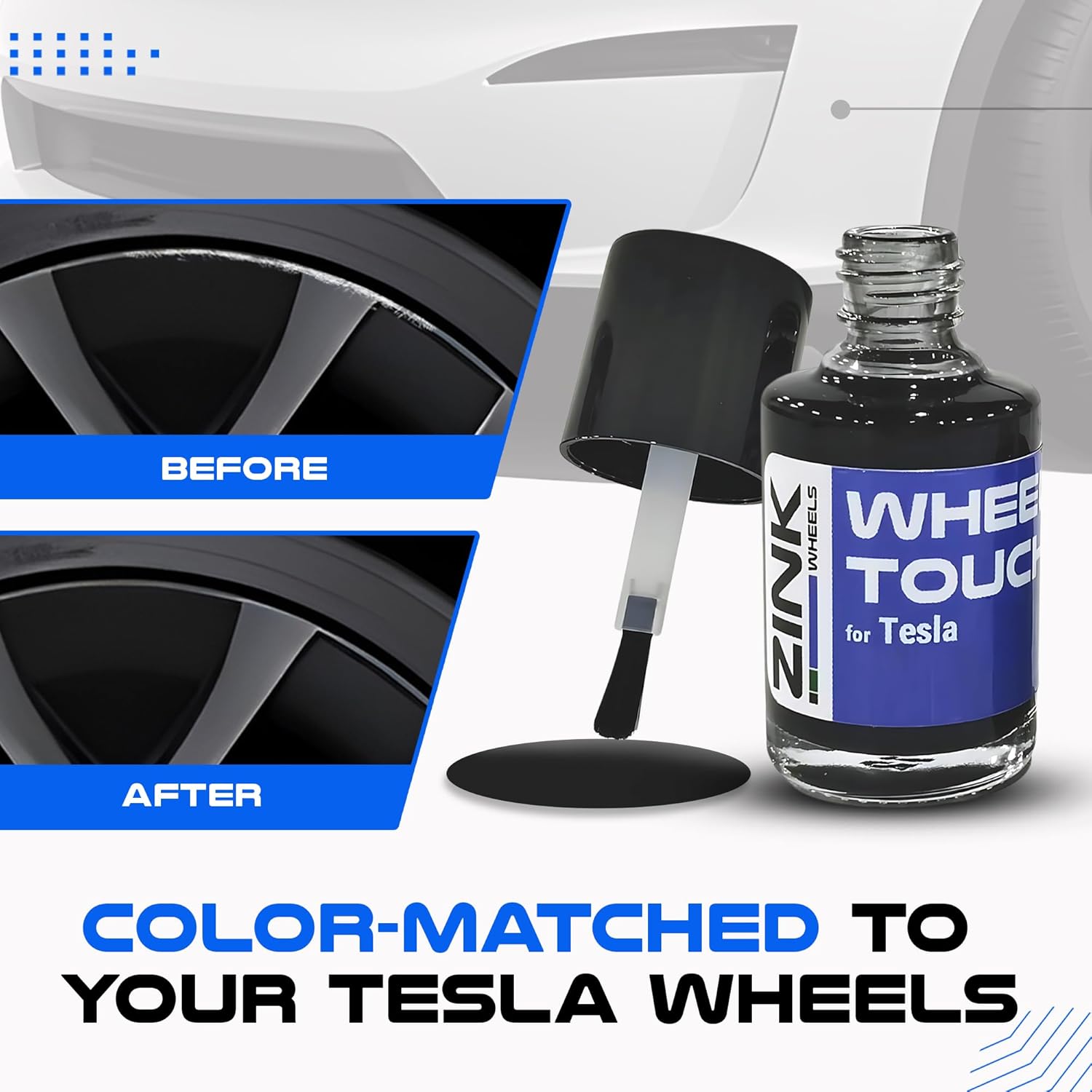 Premium Tesla Wheel Touch-up paint for 21" Model Y grey Arachnid 2.0 wheels - Color-matched Paint for DIY Curb Rash Repair - Made in USA