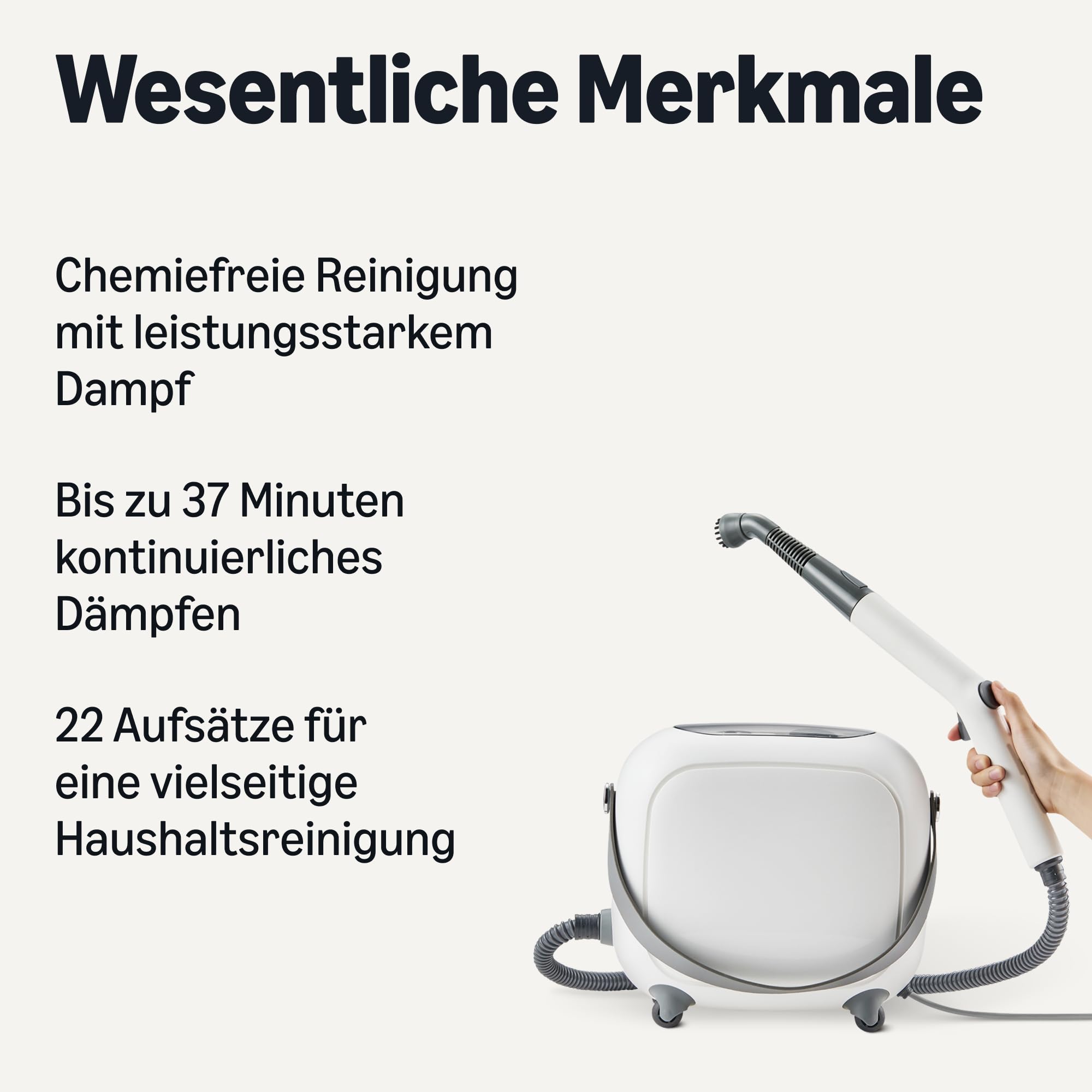 Amazon Basics Mehrzweck-Dampfreiniger mit 22 Zubehörteilen, 1,5-Liter-Tank, 1500 W, weiß