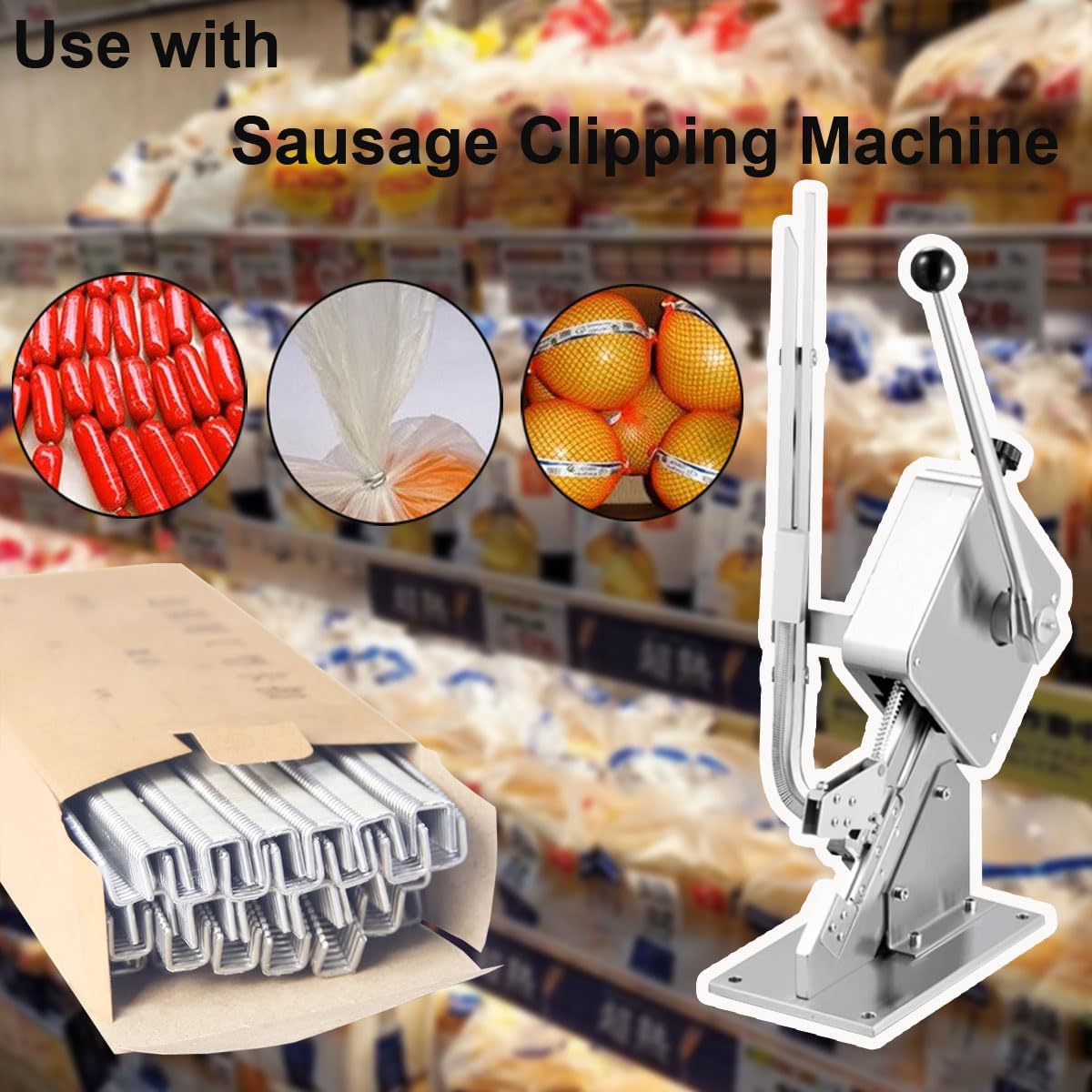 U-shape Sausage Clippers, 4 Boxes 16,000PCS U506 Clips Sausage Clipper Clips Aluminum Magnesium Alloy for Manual U-shape Sausage Clipper Clipping Machine