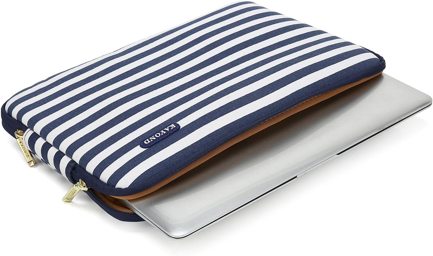 kayond Bohemian Canvas Water-Resistant 14 inch Laptop Sleeve Pocket 14.1 inch Laptop case Compatible MacBook Pro 15.4 A1707(14-14.1 inches, Breton Stripe)