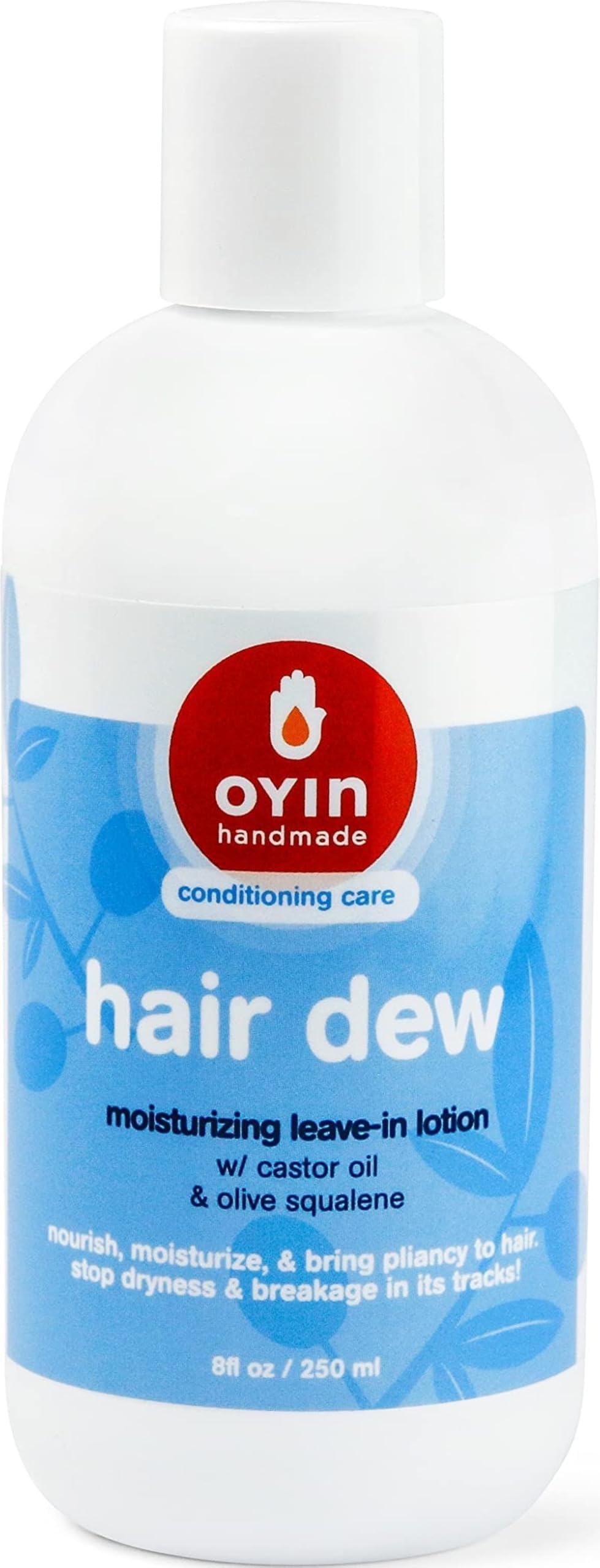 Oyin Handmade Hair Dew Leave-In Lotion | 8 oz | Castor oil & olive squalane. Lightweight daily moisturizer for 3c–4c coily & curly hair. No buildup. Petroleum-free.