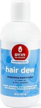 Oyin Handmade Hair Dew Leave-In Lotion | 8 oz | Castor oil & olive squalane. Lightweight daily moisturizer for 3c4c coily & curly hair. No buildup. Petroleum-free.