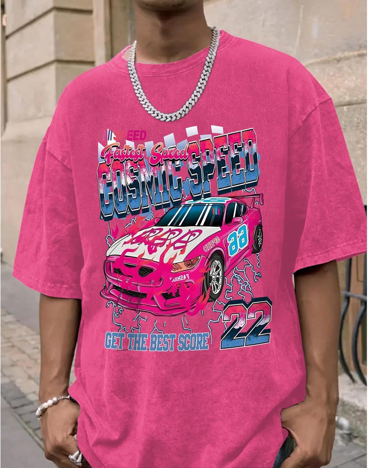 Mens Graphic T-Shirts Oversized Vintage Car Shirts for Men Racing Tshirt Streetwear Baggy Washed Drop Shoulder Tees - Image 3