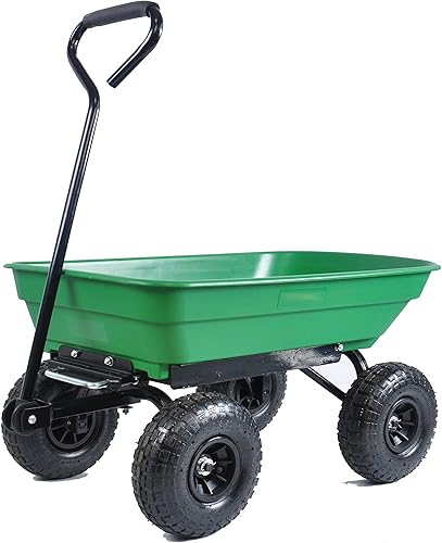 Carro de jardín Camión volquete con rueda de aire para jardines, granjas, etc (verde)