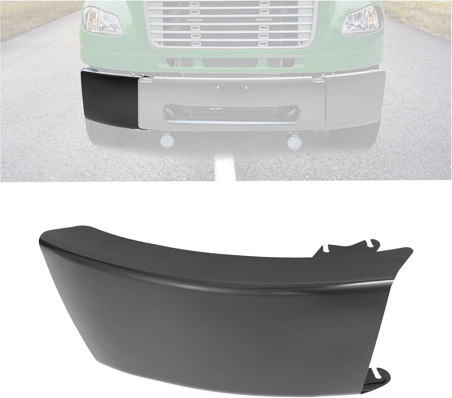 HECASA Front Right Bumper End Cap Compatible with 2003-2021 Freightliner M2 106 112 A2127811012 Bumper Cover Corner Steel Powder Coated Black