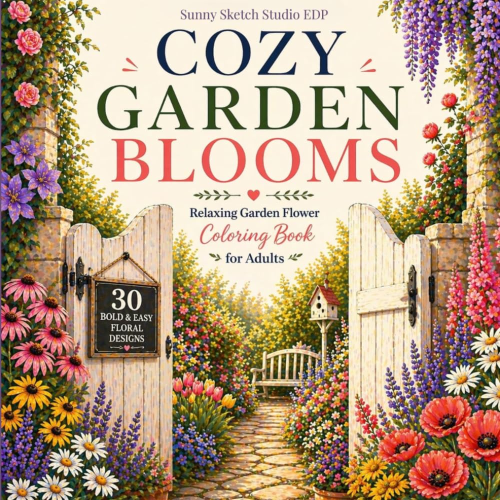 Cozy Garden Blooms: Relaxing Garden Flower Coloring Book for Adults (Cozy Floral Escape)