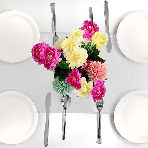 Miniatura 4 de Paquete de 12 caminos de mesa de satén de 12 x 108 pulgadas de largo, camino de mesa de satén plateado para decoración de fiestas, bodas, banquetes,