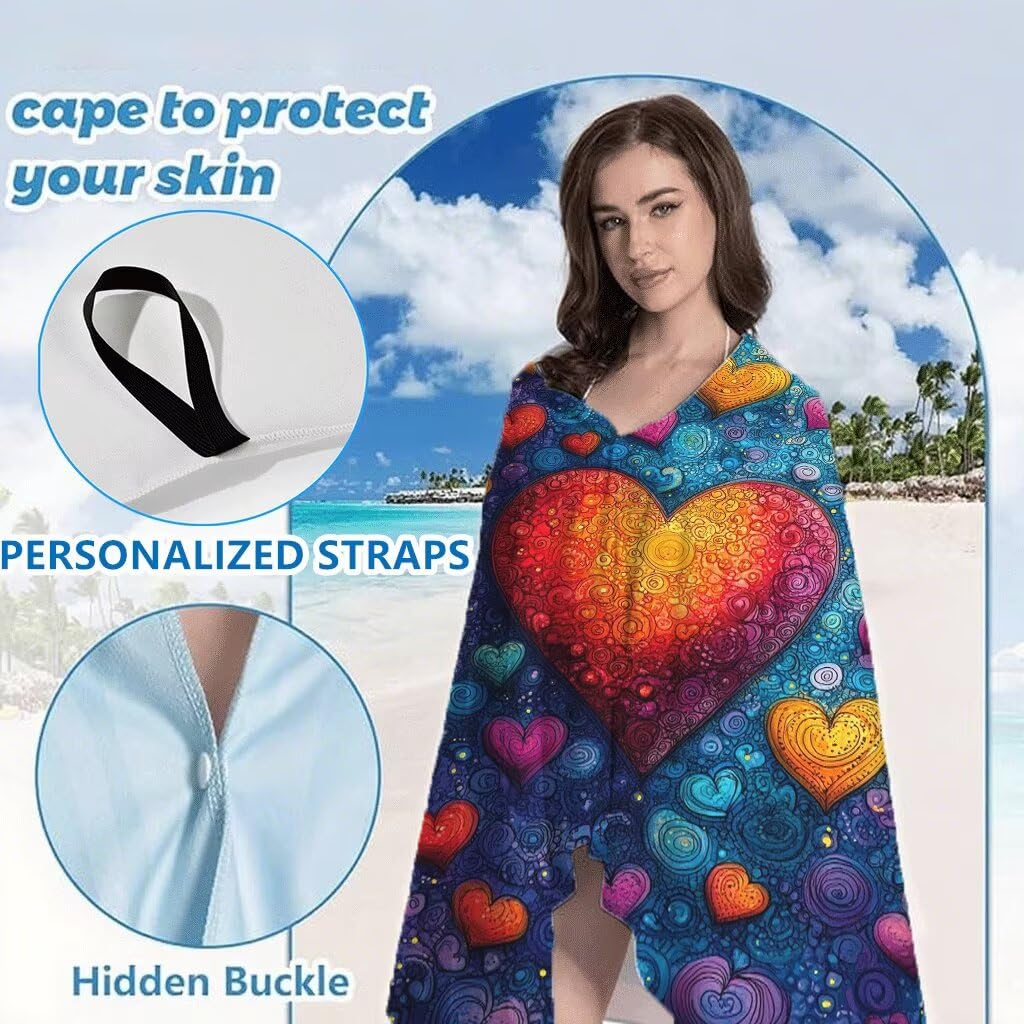 Couleur Serviette de Plage 100x200cm Lot de 2, Amour Serviette Microfibre Ultra Absorbantes Séchage Rapide Anti Sable Léger Transport Compacte Drap de Plage pour Piscine Voyages Femme et Homme, Model6