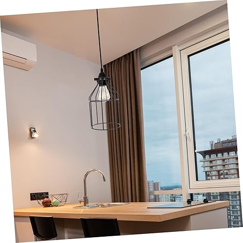 Miniatura 3 de Beaupretty Lámpara industrial jaula de alambre de hierro bombilla jaula ventilador de techo pantallas de luz lámpara industrial lámpara jaula