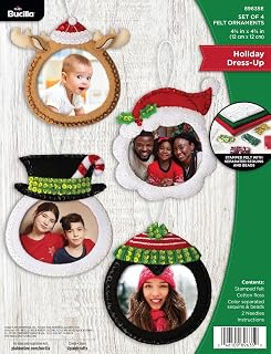 Bucilla, Holiday Dress Felt Applique 4 Piece Ornament Making Kit, Perfect for DIY Arts and Crafts, 89635E