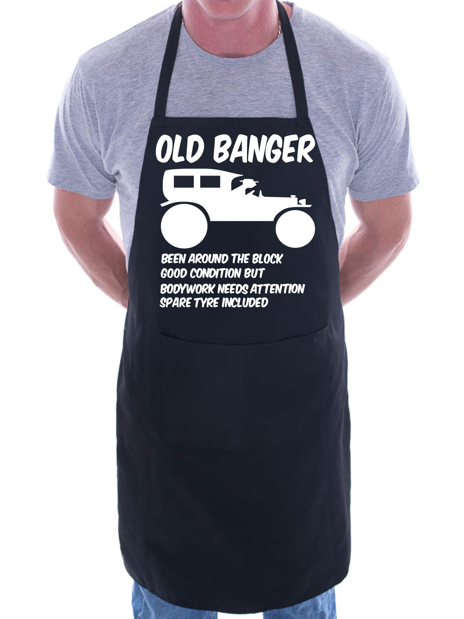 Print4u Men's Black Old Banger Birthday Bbq Cooking Funny Novelty Apron