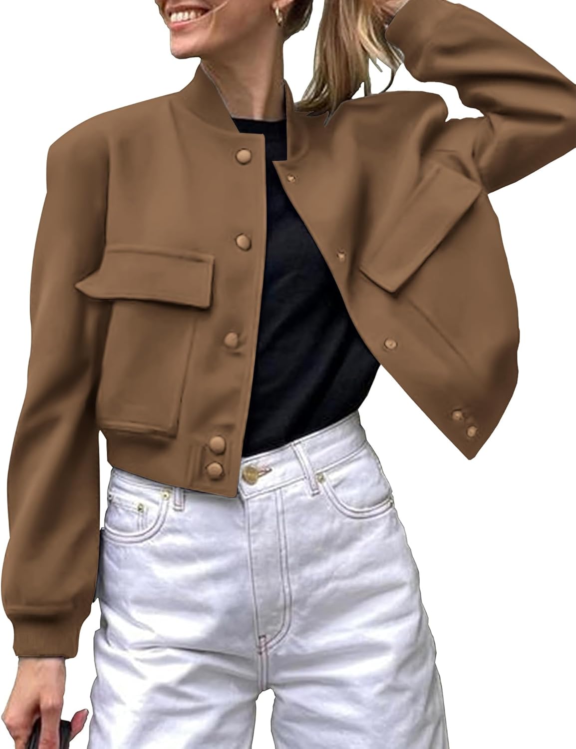 Zeagoo Women Bomber Jacket with Pockets