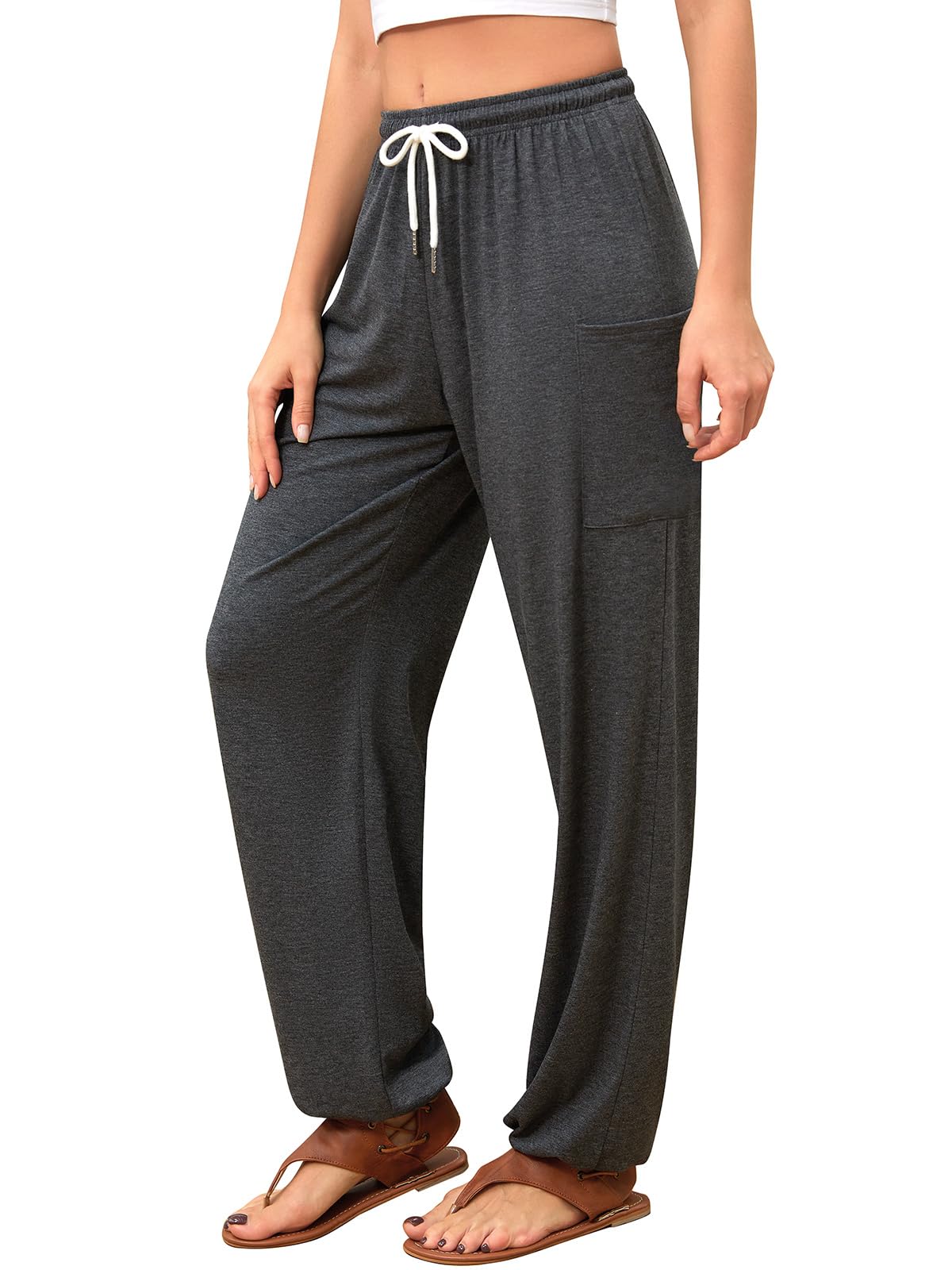 QIANXIZHAN Women's Harem Pants, Hippie Palazzo Pants Boho Joggers Yoga Clothes with Pockets