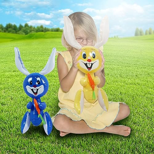 Miniatura 7 de ArtCreativity Conejo de Pascua con inflables de zanahoria, conejito de Pascua inflable, decoraciones de Pascua para interiores y exteriores,