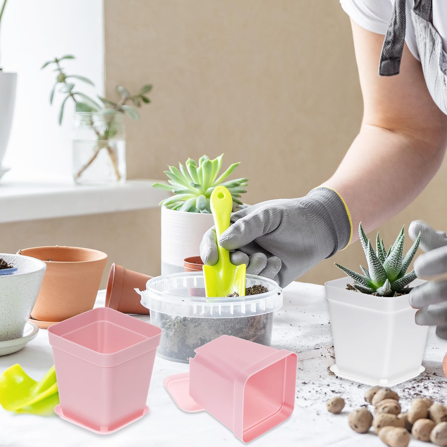 House Doctor Vaso da fiori con piattino set da 2 pezzi marrone - LIVING