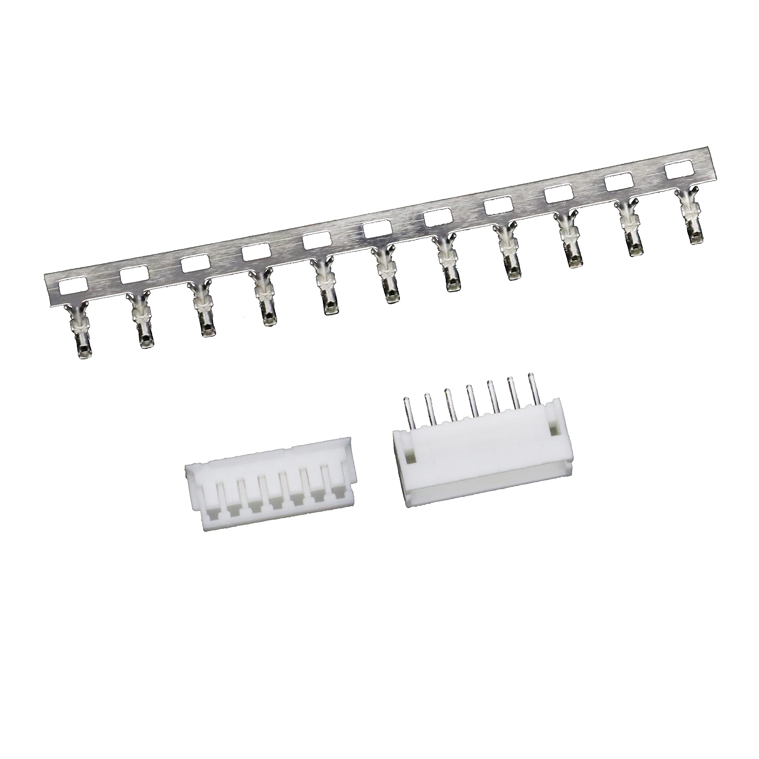 ZH 1.5mm 7-pin Board-to-Wire Crimp Connector Plug + PCB Socket + Crimps, Pack of 50 Compatible With JST ZH — image 1