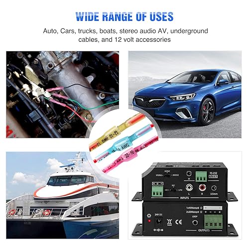 Miniatura 39 de Nilight 50015R - 200 conectores termocontraíbles – Conectores de alambre impermeables – Terminales eléctricos de grado marino automotriz – Kit