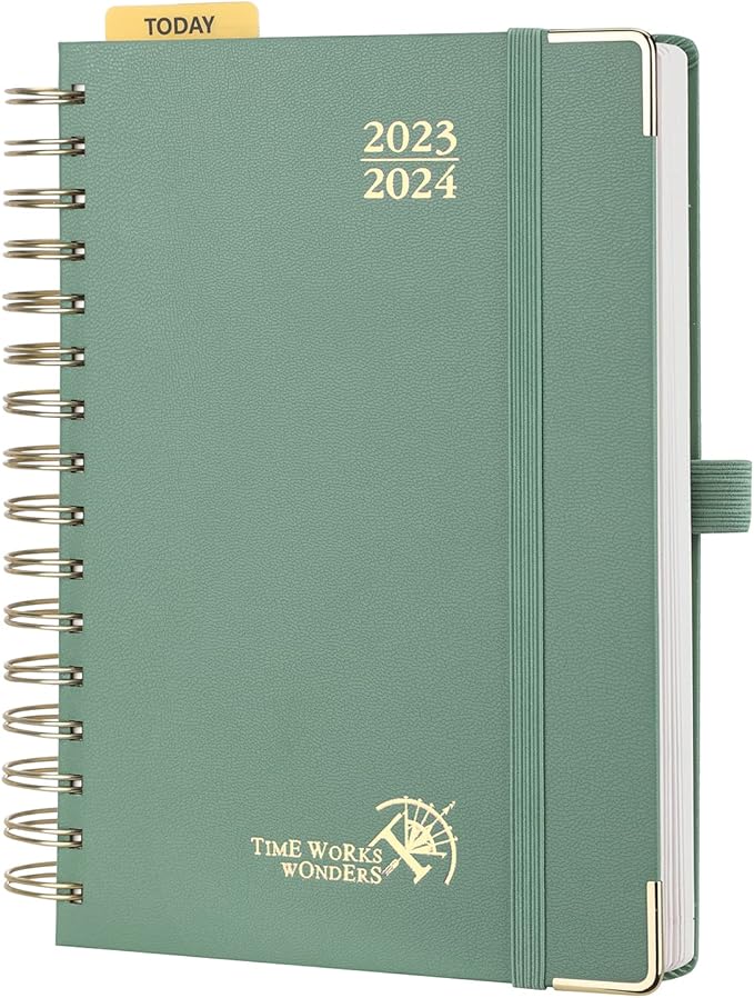 Agenda 2024 Giornaliera Annuale 15x21 Cm A5 - Diario Con Spirale - VERDE CHIARO - Foto 8