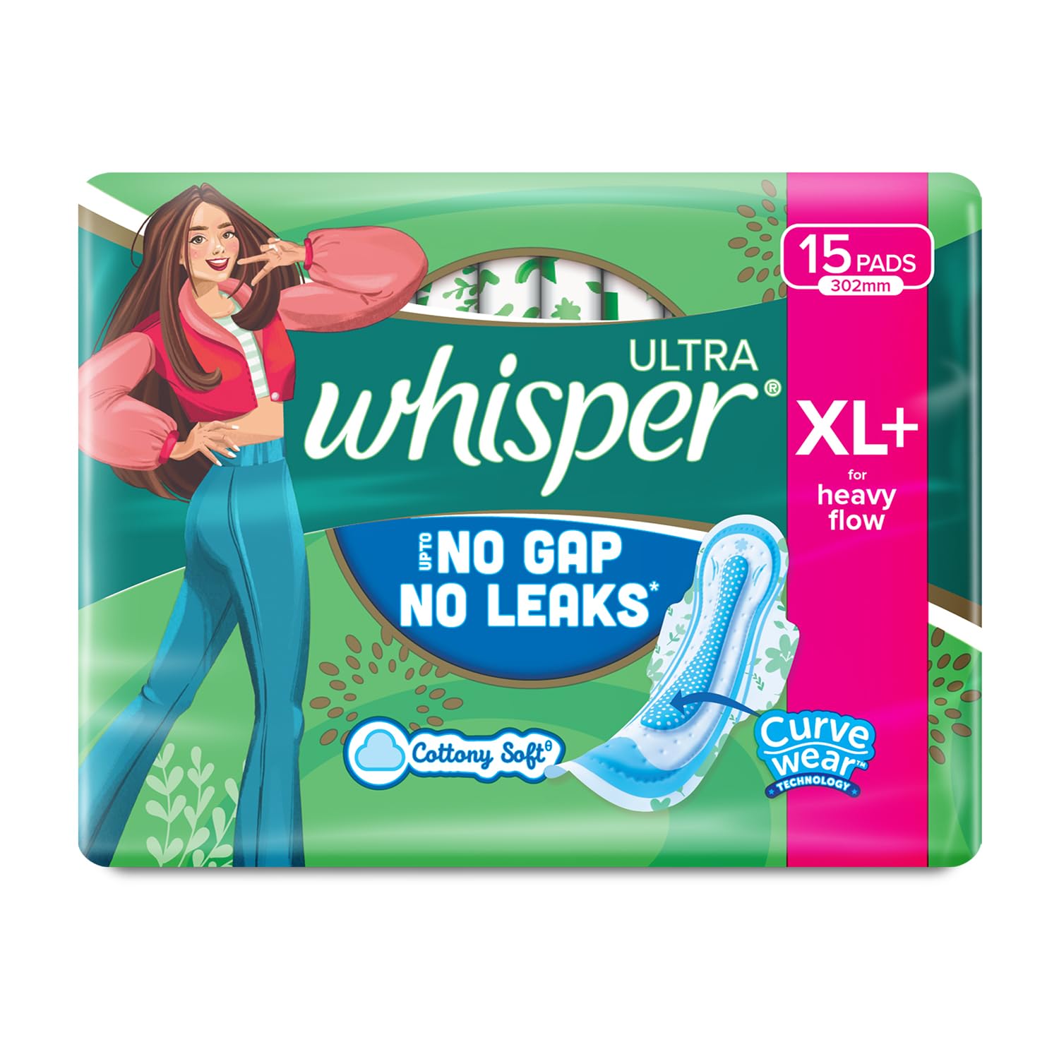 Whisper Ultra Clean Sanitary Pads for Women, XL+ 15 Napkins-image-33