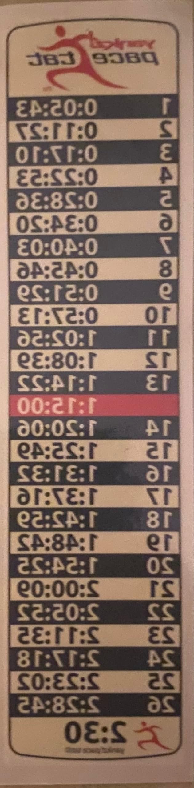 PACETAT - Temporary Pacing Tattoo - Mile Splits - Full and Half Marathon Finish Times