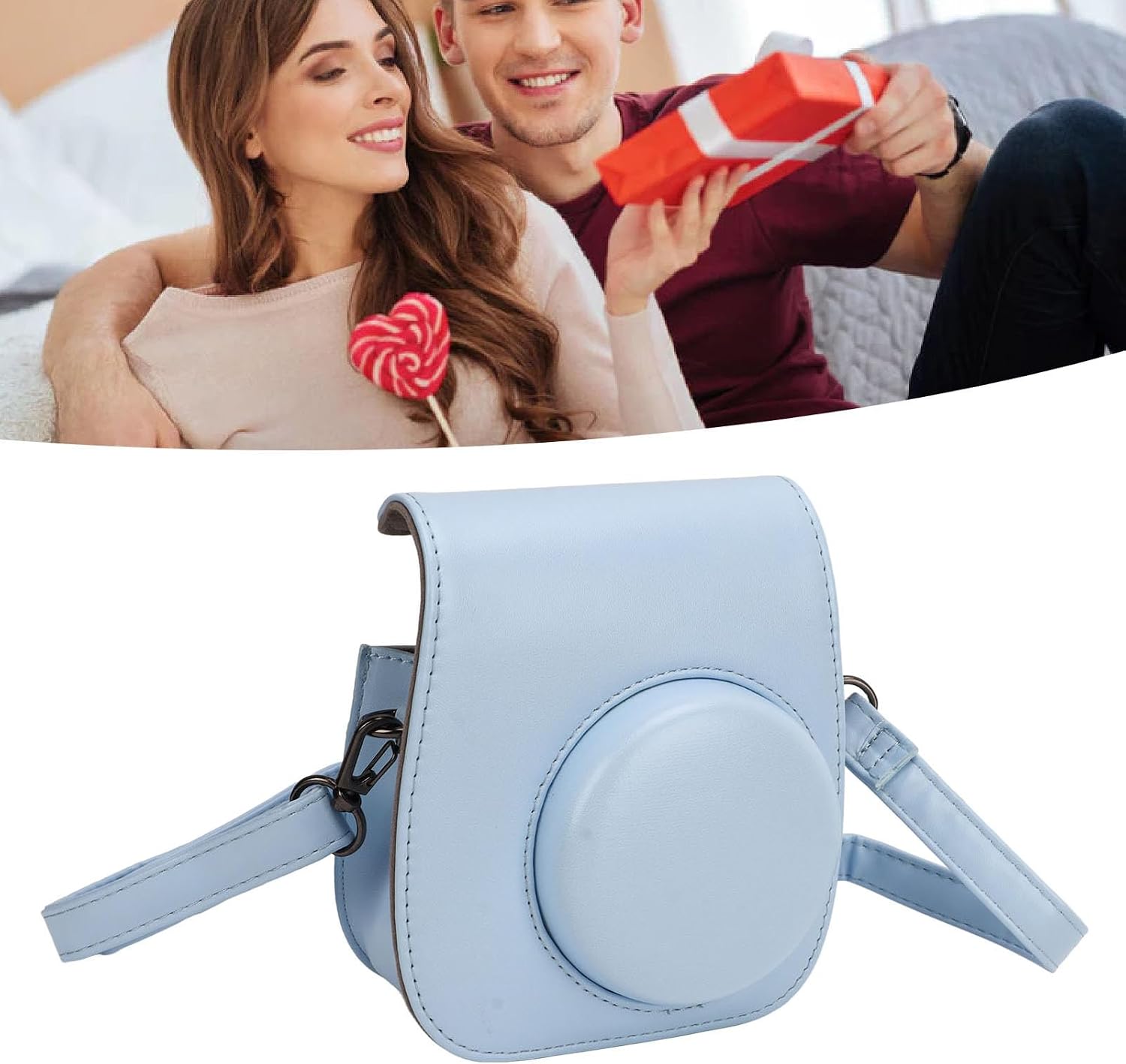 Diydeg Protective Case for Mini 12 Instant Camera, PU Leather Bag with Adjustable Shoulder Strap & 4 Filters & 64 Pockets Photo Album & DIY Camera Sticker & Photo Frames