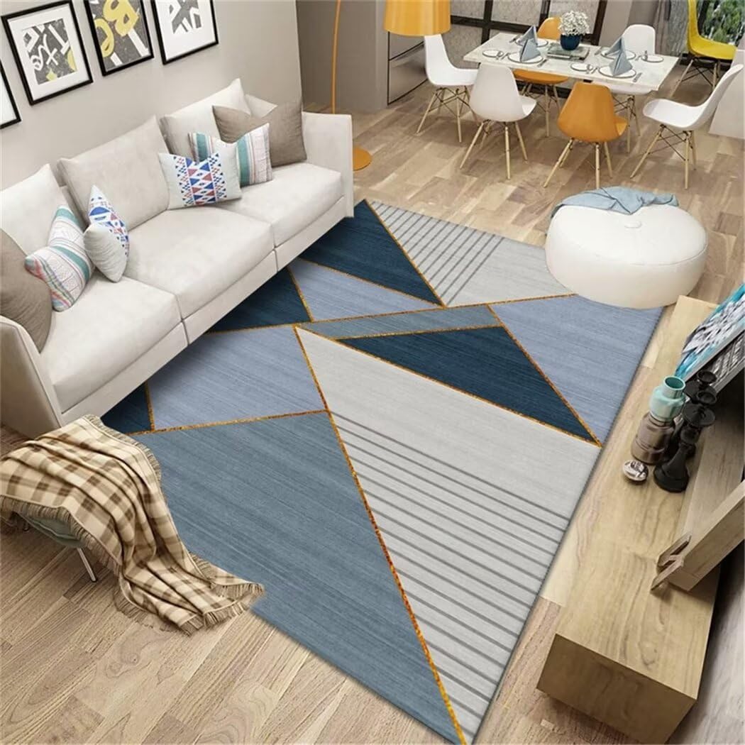 Tapis de salon antidérapant lavable fini les chutes tapis bleu