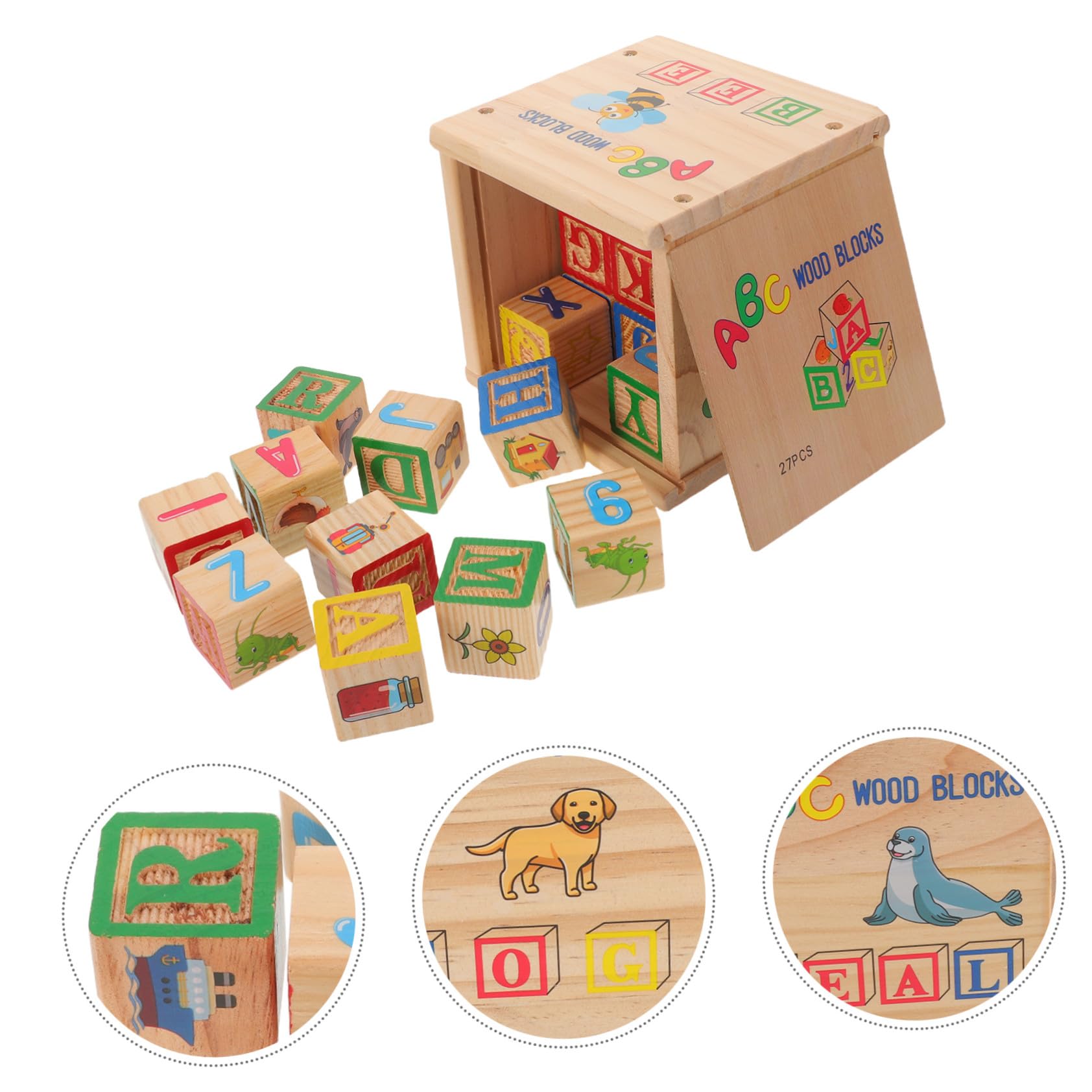 Bloques de Madera ABC Apilables 27 Piezas, Educativo Infantil