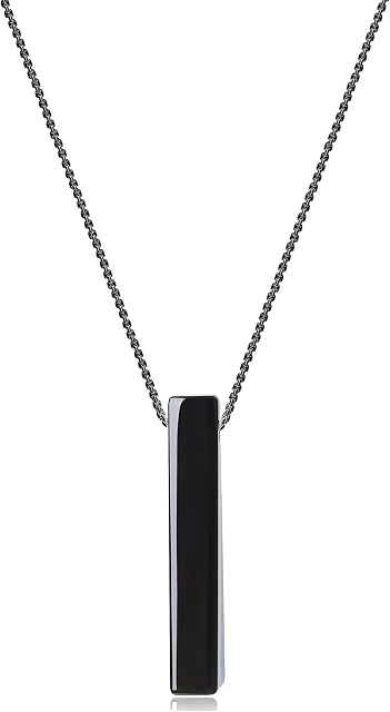 COAI Womens Mens Simple Stone Bar-Shape Pendant Necklace
