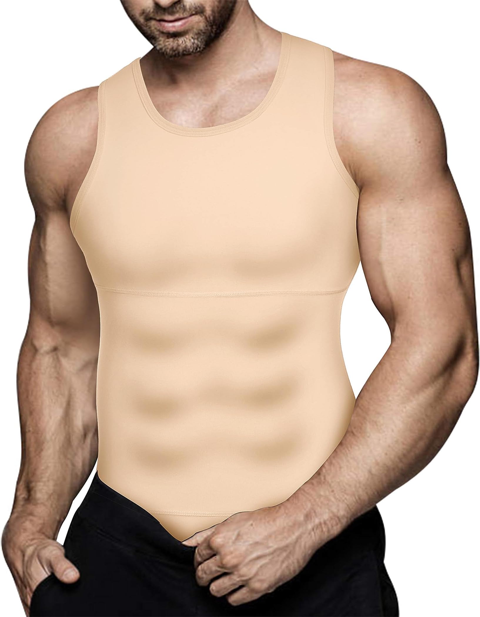 Mens Compression Shirt Slimming Body Shaper Vest Workout Tank Tops Abs Abdomen Undershirts